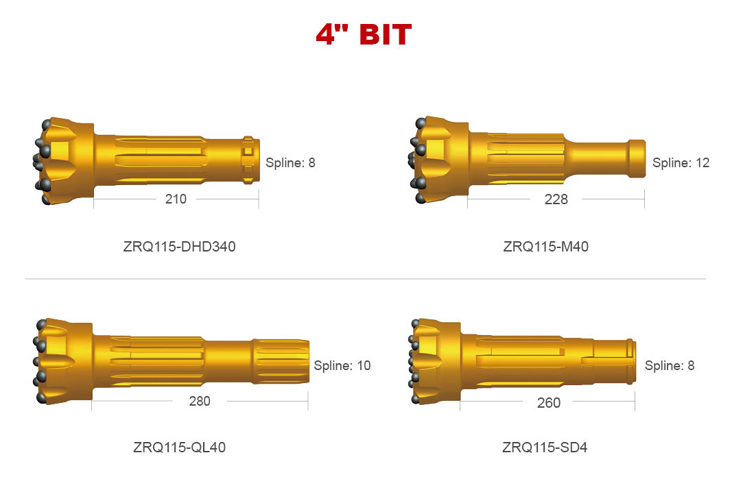 4' High Air Pressure DTH Bits